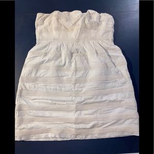 J Crew rugby stripe strapless dress cream 14